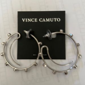 Vince Camuto silver tone hoop earrings with crystal’s pierced NEW